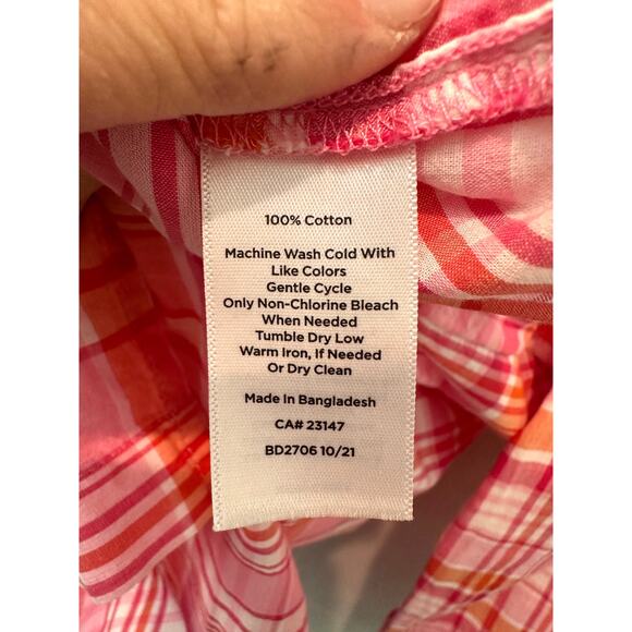 TALBOTS | Pink Plaid Cotton Classic Button Down Long Sleeve Shirt | Small - Picture 6 of 6